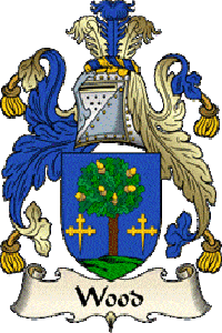 Coat of arms featuring a tree and leafy adornments