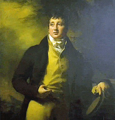 Portrait of Edward Petre. He is standing. He is about 39 years old and dressed as a gentleman from the early 1800s.