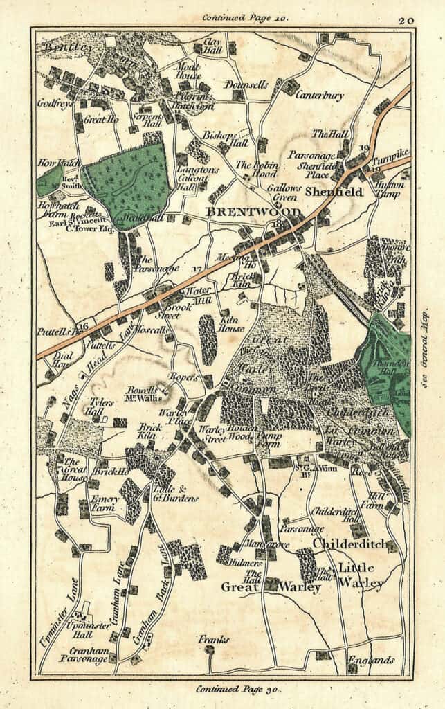 Page 30 from a sectional map by John Cary (1754-1835). The map shows Pilgrim Hatch.