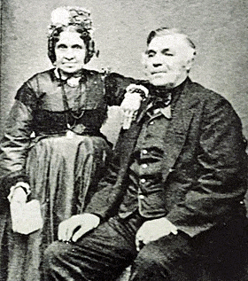 Photo of William Wood, born 1811 in Mountnessing, Essex and Elizabeth Gigney, his wife. Image used as an example of information about an ancestor on the Sharing Form